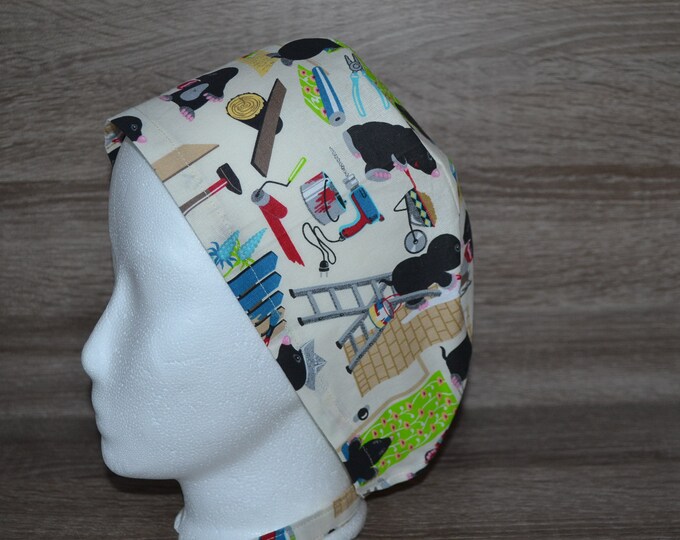 Surgical cap mole, scrub cap, bandana, cosmetic cap, chef's hat, peeling cap, surgical caps, beige with moles, handmade