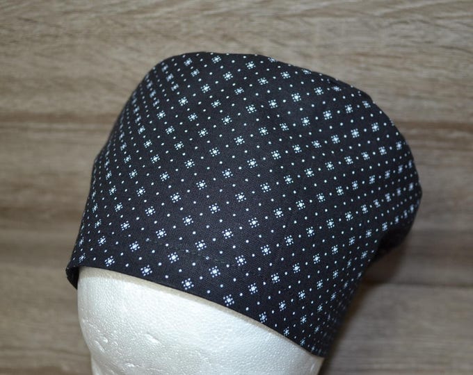 Surgical cap with polka dots, scrub cap, bandana, exfoliating cap, chef's cap, cosmetic cap, black surgical caps, black small polka dots, surgical cap