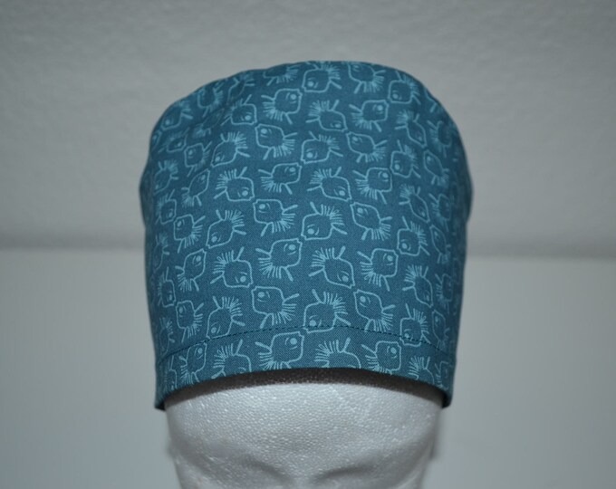 Surgical cap fish, scrub cap, bandana, cosmetic cap, chef's hat, peeling cap, surgical caps, petrol with fish, handmade