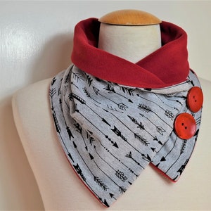 Button loop arrow, button loops, loops, scarf, scarf with buttons, cotton jersey rust-red fleece, button loop arrows, loop, handmade