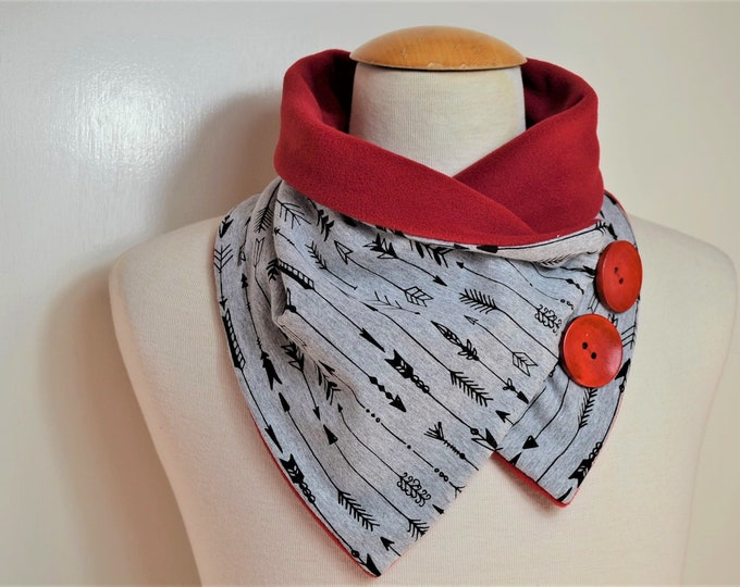 Button loop arrow, button loops, loops, scarf, scarf with buttons, cotton jersey rust-red fleece, button loop arrows, loop, handmade