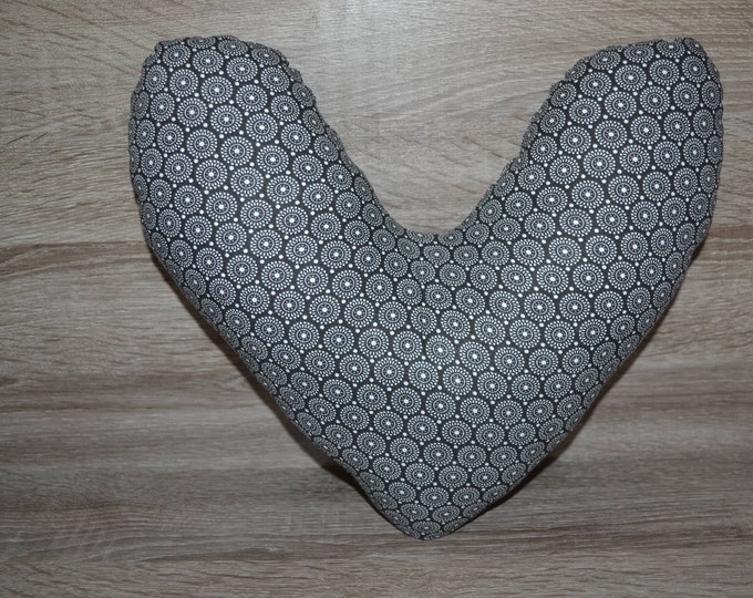 Heart pillow, breast heart pillow, mastectomy pillow, forearm pillow, breast surgery pillow, black with small white dots, handmade
