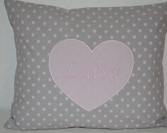 Heart pillow, pillow with heart, name pillow with heart, heart, handmade