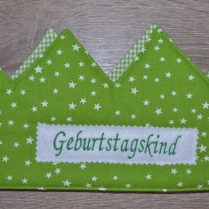 Geburtstagskrone grün, Krone, Kinderkrone, Namenskrone, grün mit Sternen, Krone mit Namen, Geburtstagskrone mit Namen, Kindergeburtstag Bild 2