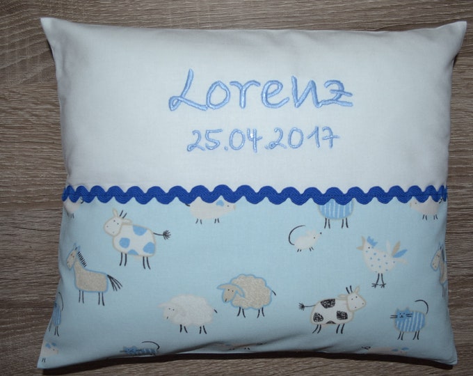 Pillow farm animals, name pillow farm, baptism pillow sheep, birth pillow cow, horse pillow, cow pillow, children's pillow farm