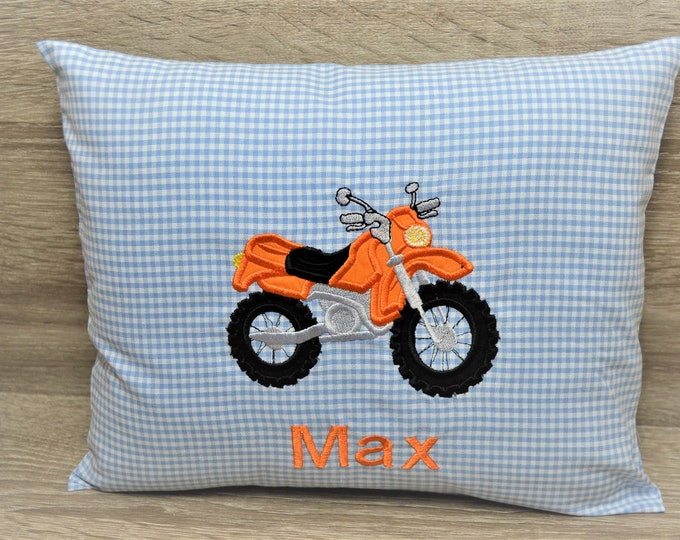 Pillow Motorcycle 30 x 25 cm, motorcycle pillow, enduro pillow, bike pillow, children's pillow, off-road machine, name pillow bike, handmade