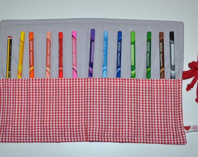 Pencil roll case fire brigade, pencil roll, pencil case, pencil roll case for 12 thick colored pencils, pencil storage, pencil case