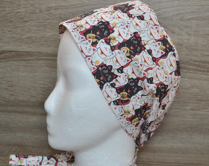 Surgical cap Chinese lucky cat, scrub cap, bandana, cosmetic cap, chef's hat, peeling cap, surgical caps, cat cap, surgical cap cat