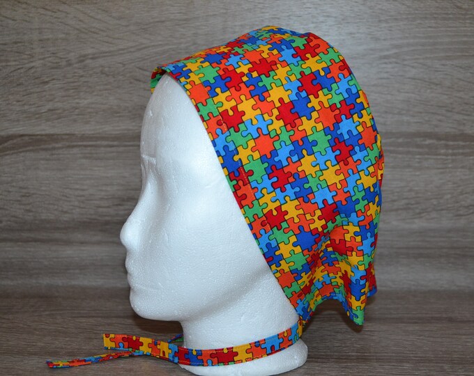 Surgical cap puzzle, scrub cap, bandana, peeling cap, cosmetic cap, colorful cap, chef's hat, handmade