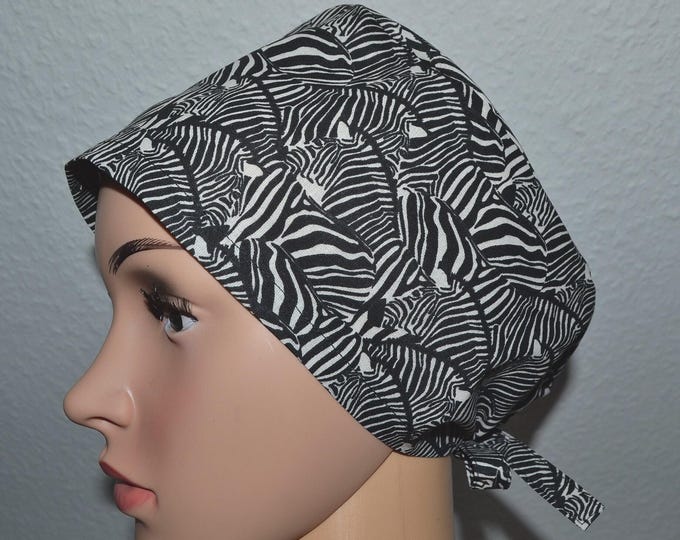 Surgical cap Zebra, scrub cap, cosmetic cap, chef's cap, bandana, peeling cap, surgical cap, white with zebras, handmade
