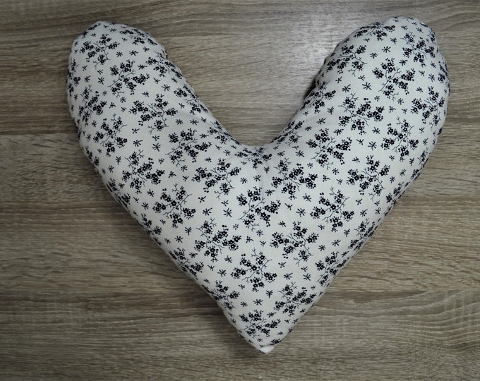 Heart pillow, breast heart pillow, mastectomy pillow, forearm pillow, breast surgery pillow, light beige with dark blue flowers handmade
