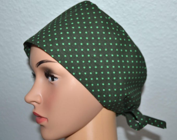 Surgical cap dots green, scrub cap, bandana, scrub hat, chef's cap, cosmetic cap, surgical cap, green with dots, polka dot