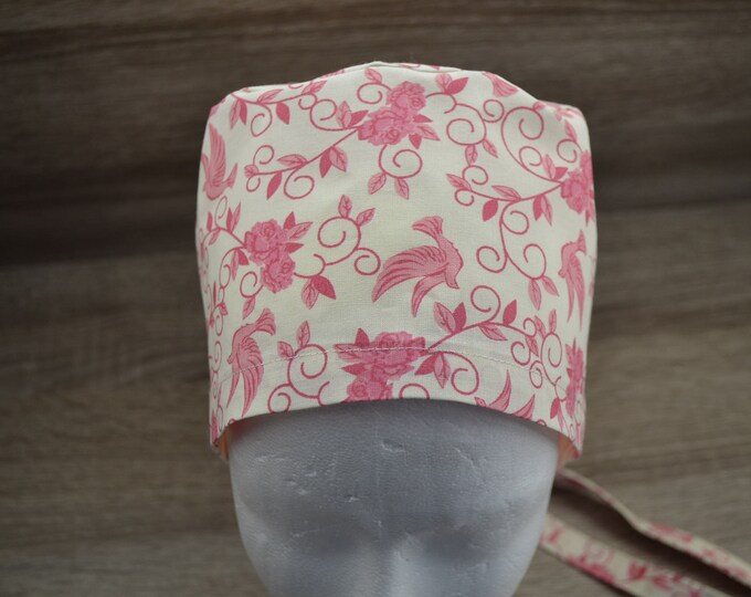 Surgical caps dove tendrils, bandana, cosmetic hood, peeling hood, cooking hood, cosmetic hood, romantic doves, handmade