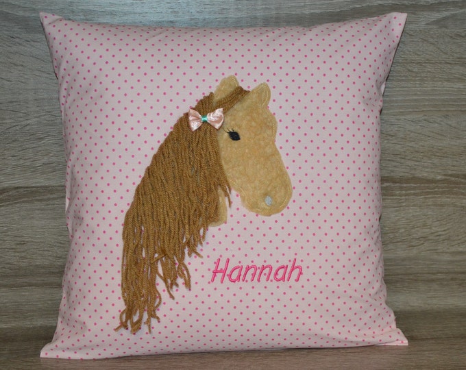 Horse pillow 40 x 40 cm 3 D mane, horse pillow, horse name pillow, horse baptism pillow, horse birth pillow 3 D mane, pony pillow