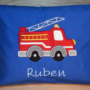 Fire brigade pillow, fire brigade pillow, fire engine pillow, children&#39;s fire brigade pillow, fire engine pillow, truck pillow, handmade
