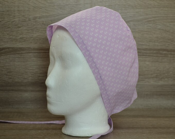 Surgical cap anchor, scrub cap, bandana, cosmetic cap, chef's hat, peeling cap, surgical caps, lilac with anchors maritime, handmade