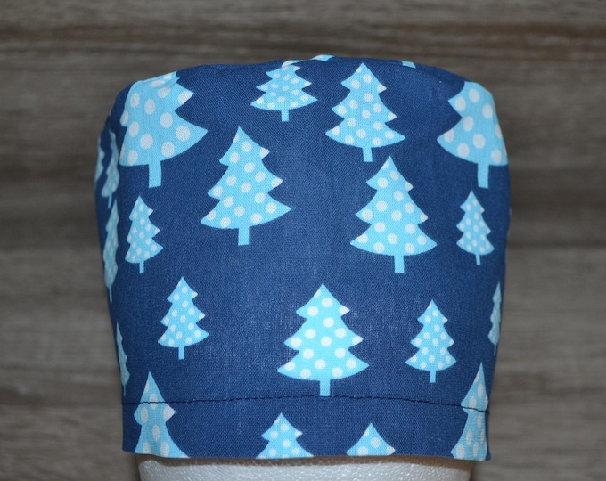 Christmas tree surgical cap with terry cloth band, scrub cap, bandana, cosmetic cap, peeling cap, chef's hat, Christmas surgical caps, handmade