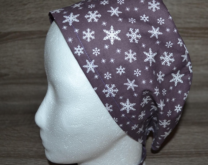 Surgical cap snowflake, scrub cap, bandana, cosmetic cap, peeling cap, chef's hat, purple with snowflakes, surgical caps Christmas, handmade