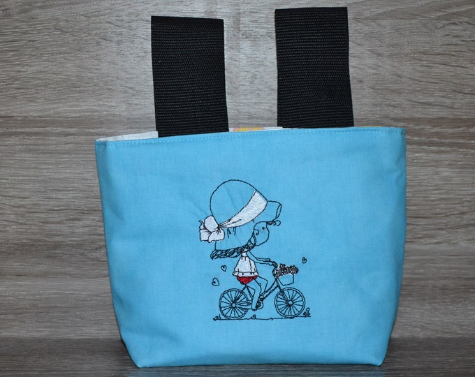 Wheel bag girls, steering wheel bag, bed bag, material cotton & oilcloth, bicycle bag, scooter bag, utensil, handmade