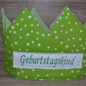 Geburtstagskrone grün, Krone, Kinderkrone, Namenskrone, grün mit Sternen, Krone mit Namen, Geburtstagskrone mit Namen, Kindergeburtstag Bild 1