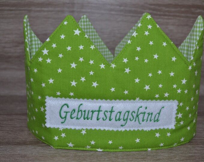 Birthday crown green, crown, children's crown, name crown, green with stars, crown with name, birthday crown with name, children's birthday