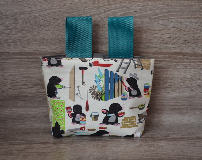 Mole wheel bag, steering wheel bag, bed bag, material cotton & oilcloth, bicycle bag, scooter bag, Utensilo, handmade