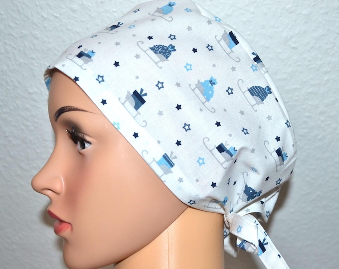 Surgical cap with terry cloth band, scrub cap, bandana, cosmetic cap, peeling cap, chef's hat, Christmas surgical caps, handmade