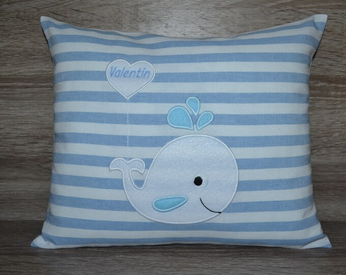 Whale pillow, pillow with whale, whale pillow, whale pillow, name pillow with whale, baptism pillow whale, birth pillow whale