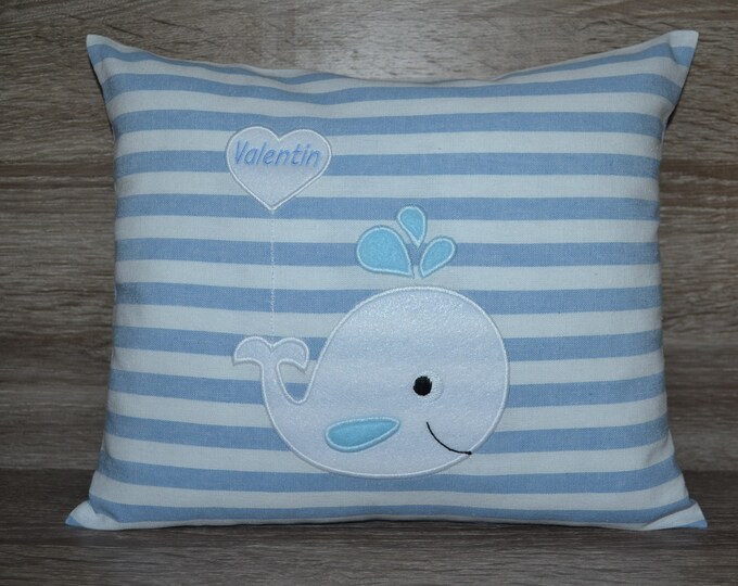 Pillow whale, pillow with whale, whale pillow, whale pillow, name pillow with whale, baptism pillow whale, birth pillow whale