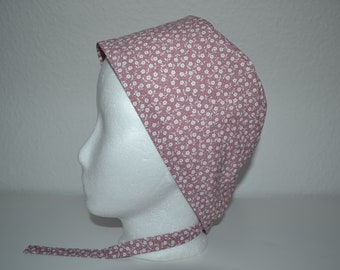 OP-Haube Blumen Frotteeband, Scrub Cap, Kosmetikhaube, Kochhaube, Bandana , Peelinghaube, OP-Hauben, rosa mit Blüten,  handmade