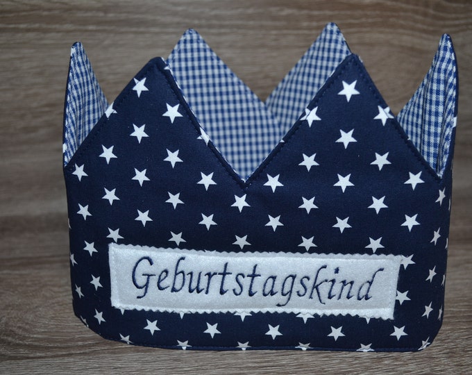 Birthday crown blue, crown, children's crown, name crown, blue with stars, crown with name, birthday crown with name, children's birthday
