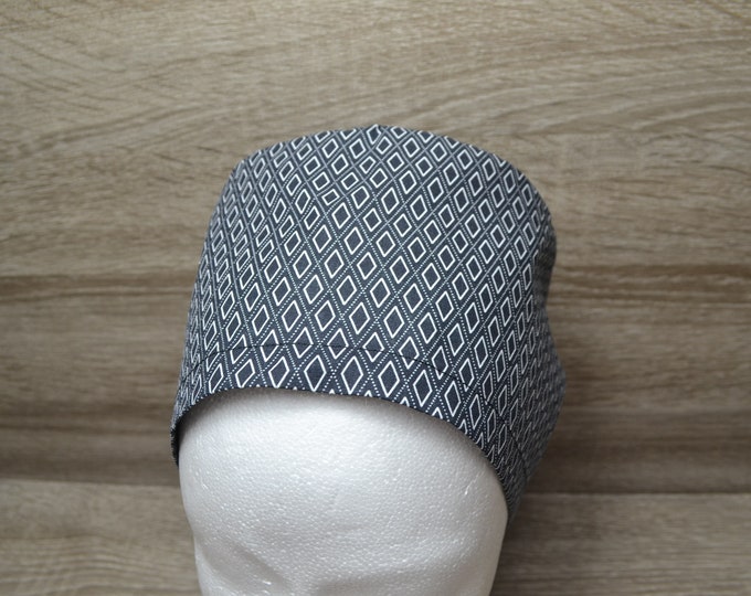 Surgical cap diamond, scrub cap, bandana, cosmetic cap, cook's cap, peeling cap, black with white diamonds, handmade