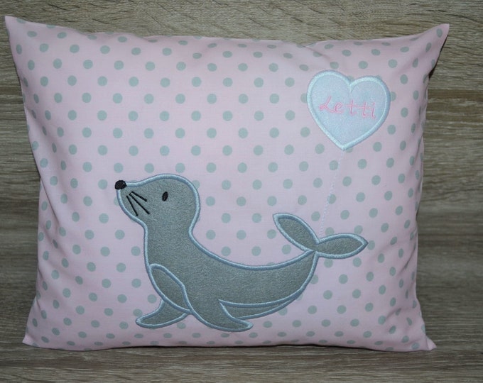 Pillow seal, pillow seal 30 x 25 cm, pillow with name, birth pillow seal, name pillow seal, seal pillow, christening pillow seal,