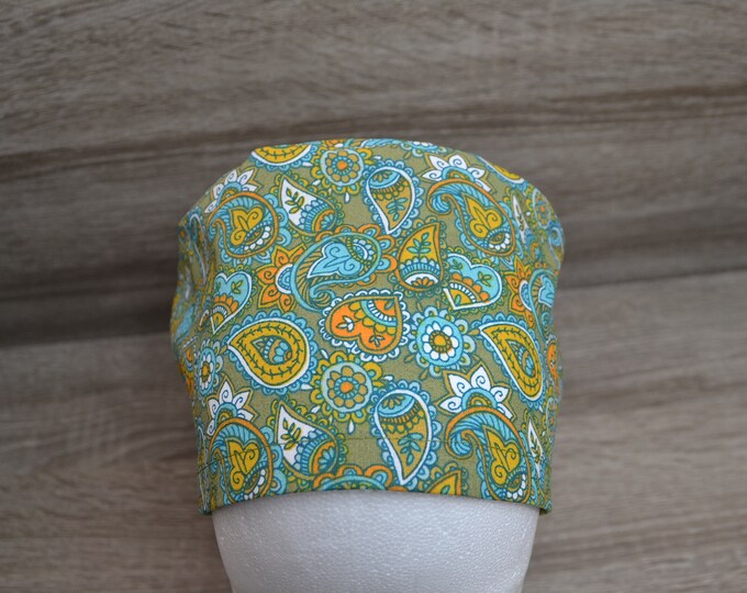 Surgical cap Paisley, scrub cap, bandana, cosmetic cap, chef's hat, peeling cap, surgical caps, Paisley green, handmade