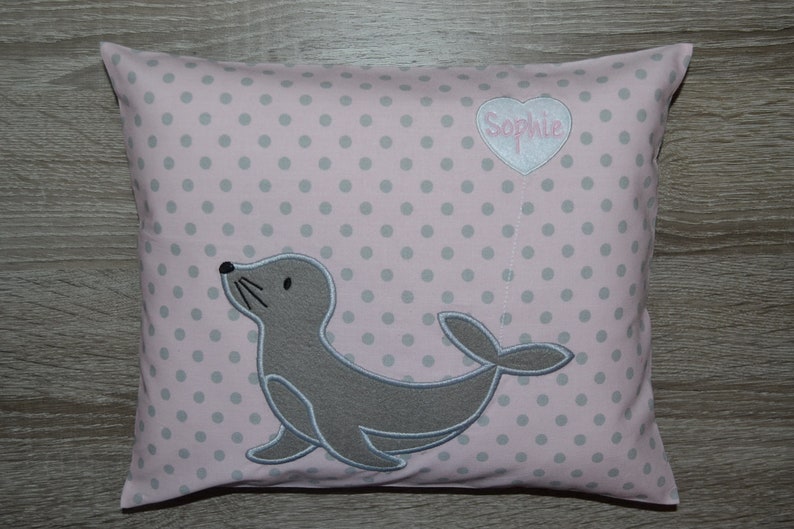 Pillow seal, seal pillow, name pillow with seal, pillow with name, christening pillow seal, birth pillow seal 30 x 25 cm, image 3