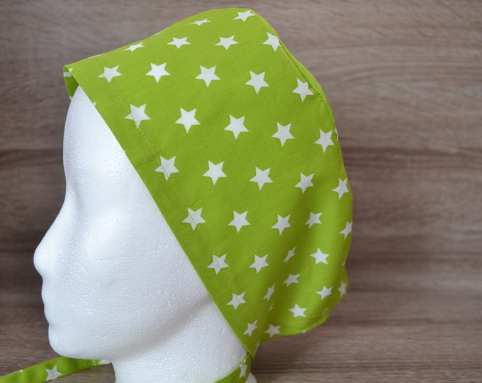 Surgical cap star terry cloth band, scrub cap, bandana, cosmetic cap, chef's hat, peeling cap, surgical cap skull, green with stars, handmade