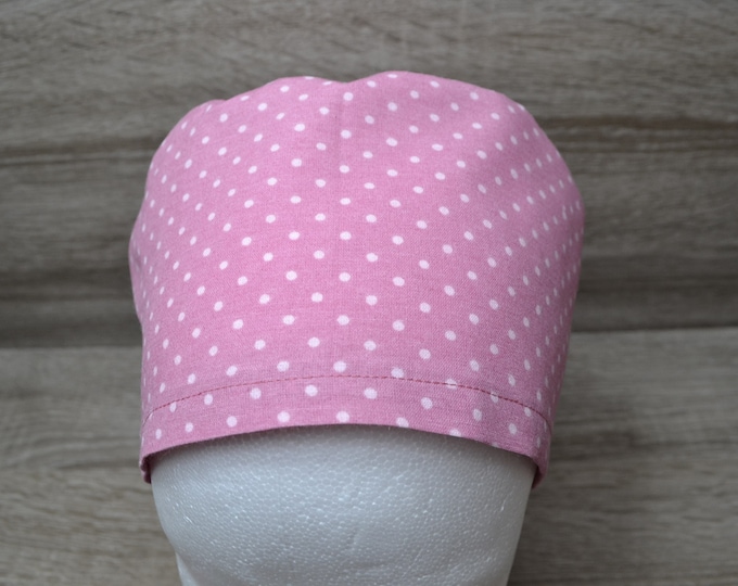 Surgical cap dots, scrub cap, bandana, cosmetic cap, peeling cap, chef's hat, surgical caps, pink with dots, handmade