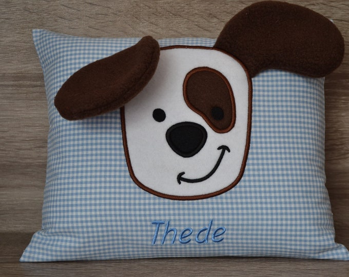 Pillow dog 3 D ears, dog pillow, name pillow dog, children's pillow dog with name, christening pillow dog, birth pillow dog 3 D ears