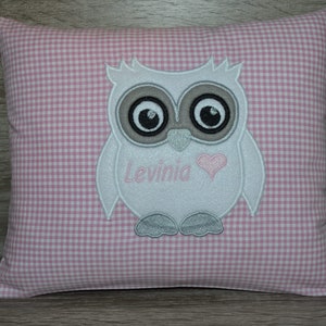 Pillow owl, owl pillow, name pillow with owl, owl pillow, 30 x 25 cm, name pillow, baptism pillow, birth pillow, decorative pillow handmade