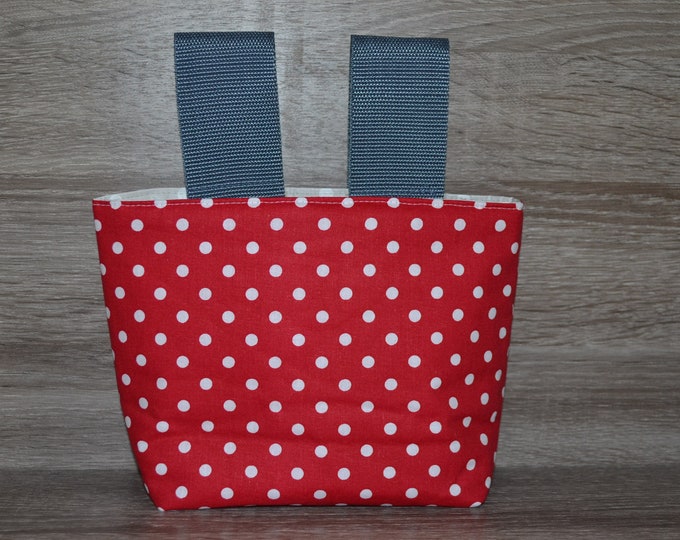 Wheel bag red white, steering wheel bag, bed bag, material cotton & oilcloth, bicycle bag, scooter bag, utensil, handmade