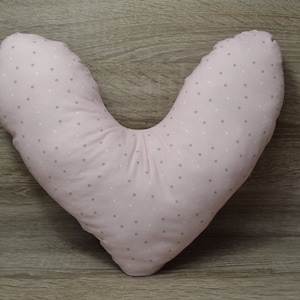 Heart pillows, chest heart pillows, mastectomy pillows, forearm pillows, breast surgery pillows, light pink with gray and white dots, handmade