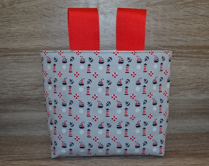 Maritime wheel bag, steering wheel bag, bed bag, material cotton & oilcloth, bicycle bag, scooter bag, Utensilo, handmade
