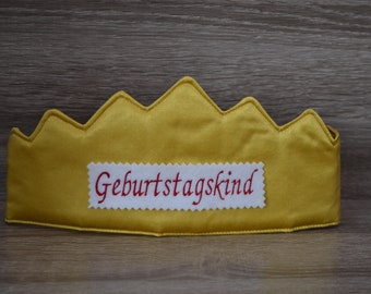 Geburtstagskrone gold, Krone, Kinderkrone, Namenskrone, unifarben Gold, Krone mit Namen, Geburtstagskrone mit Namen, Kindergeburtstag,