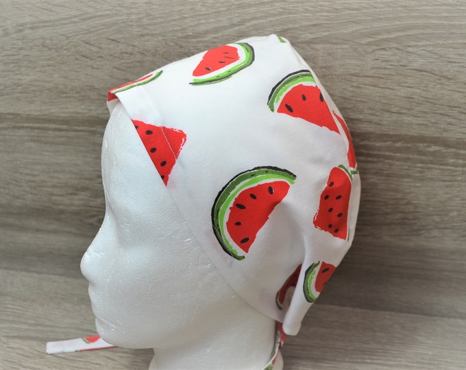 Surgical cap melon, scrub cap, bandana, cosmetic cap, chef's hat, peeling cap, surgical caps, white with melons, handmade