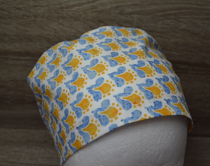 Surgical cap blossom, scrub cap, bandana, peeling cap, chef's cap, cosmetic cap, surgical caps, white with flowers, handmade