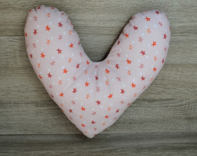 Heart pillow, chest heart pillow, mastectomy pillow, forearm pillow, breast surgery pillow, old pink with small asterisks, handmade