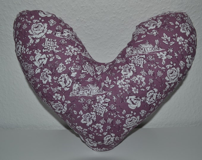 Heart pillow purple country house, breast heart pillow, mastectomy pillow, forearm pillow, breast surgery pillow, purple provence, handmade