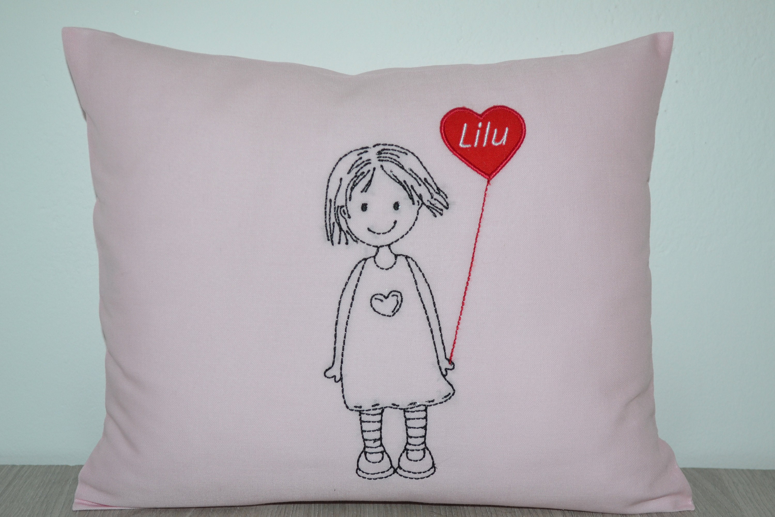 Pillow girl with balloon, name pillow girl, balloon pillow, girl pillow