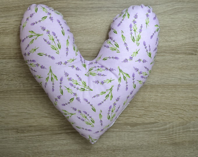 Heart pillow, breast heart pillow, mastectomy pillow, forearm pillow, breast surgery pillow, lilac with lavender flowers, handmade