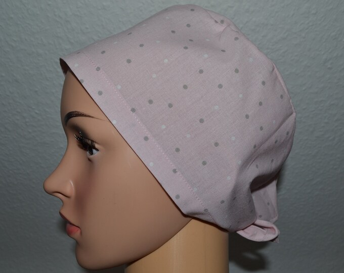 Surgical cap pink dots, scrub cap, bandana, cosmetic cap, peeling cap, chef's hat, surgical caps, pink with dots, handmade
